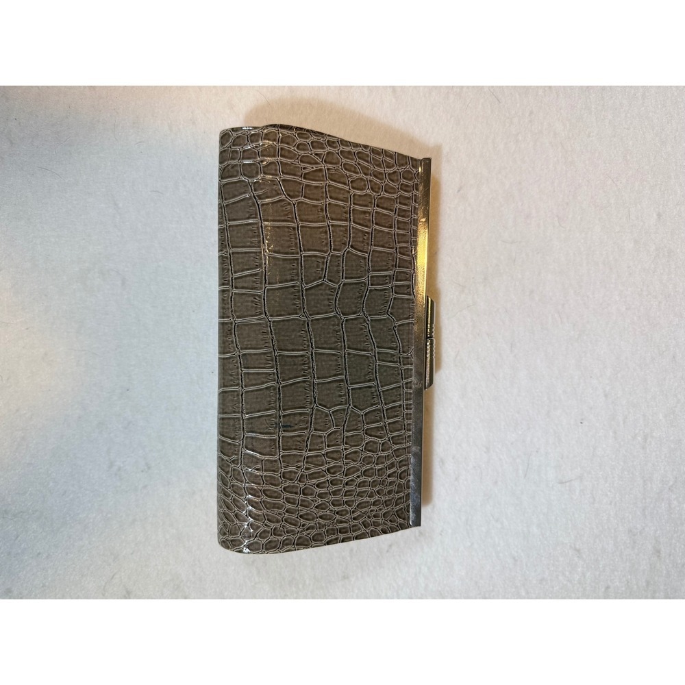 Faux Croc Embossed Clutch Evening Bag Silver Clasp - Picture 2 of 3